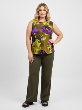 Dries Van Noten Purple and Green Floral Sleeveless Tank